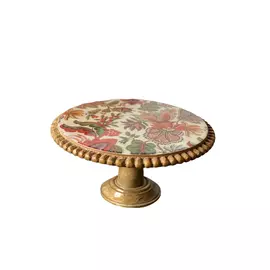 Red and white color wooden cake stand