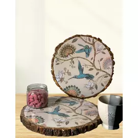 Pink color wooden platter