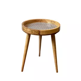 Mesa de madera hecha a mano en color blanco y negro.