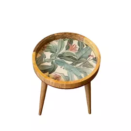 Mesa de madera hecha a mano con estampado de flores