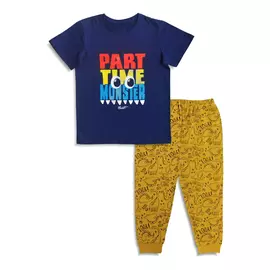 Conjunto de camiseta de media manga y pantalón de algodón para niños Minicult - Azul marino