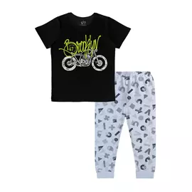 Conjunto de camiseta de media manga y pantalón de algodón para niños Minicult - Negro