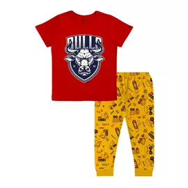 Conjunto de pantalón y camiseta de media manga para niños de algodón Minicult - Rojo oscuro