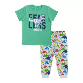 Conjunto de camiseta de media manga y pantalón de algodón para niños Minicult - Verde claro