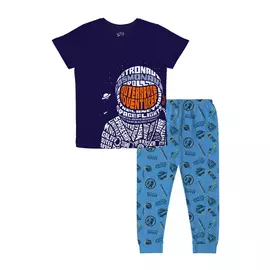 Conjunto de pantalón y camiseta de media manga para niños de algodón Minicult - Azul oscuro