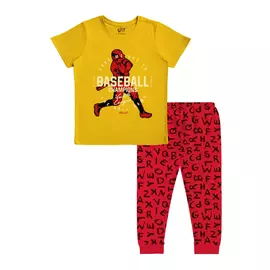 Conjunto de pantalón y camiseta de manga corta de algodón para niños Minicult - Amarillo mostaza