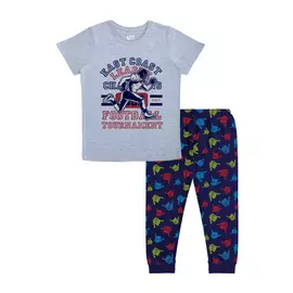 Conjunto de camiseta de media manga y pantalón de algodón para niños Minicult - Gris