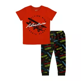 Conjunto de camiseta de media manga y pantalón de algodón para niños Minicult - Negro