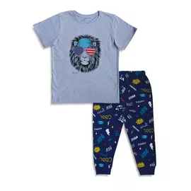 Conjunto de camiseta de media manga y pantalón de algodón para niños Minicult, color gris