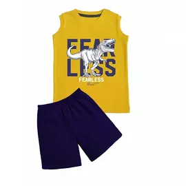 Kombination av minikult bomullsväst och shorts för flickor och pojkar (gul och svart) (set med 1)