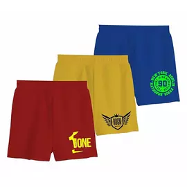 Minicult Basic bomullsshorts i överallstryck för pojkar och flickor (paket med 3) Röda mixtryck