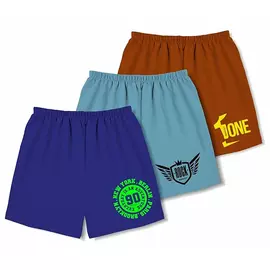 Minicult Basic bomullsshorts i överallt tryck för pojkar och flickor (paket med 3) blåmixtryck