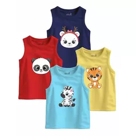 Minikult unisex babyväst i bomull (förpackning med 4) Flerfärgad