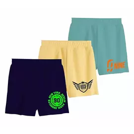 Minicult Basic bomullsshorts med överallt tryck för pojkar och flickor (paket med 3) Navy Mix-tryck