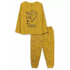 Camiseta de manga larga y pijama de algodón Minicult con bonitos estampados (paquete de 1) amarillo