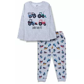 Camiseta de manga larga y pijama de algodón Minicult con bonitos estampados (paquete de 1) gris