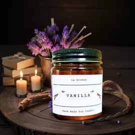 Vanille-Duftkerze im Bernsteinglas