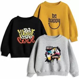 Minicult helärmad tröja för barn med roliga tryck (gamer) (paket med 3)