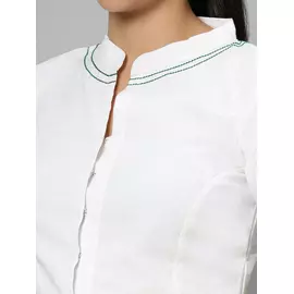 Blusa de algodón pintada a mano en blanco roto - The Saffron Saga, talla S