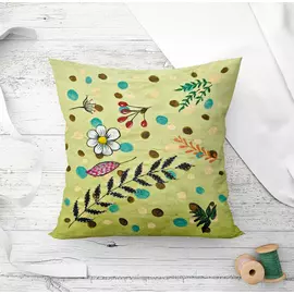 Almohada de algodón bordada con pájaros Kantha hecha a mano