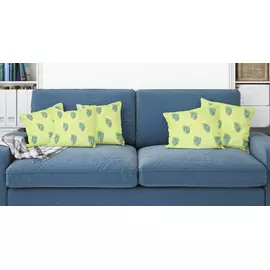 Almohada de algodón bordada con motivos de pájaros de la naturaleza en color verde Kantha