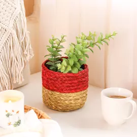 Red Handmade Sabai Grass Planter-Organizer