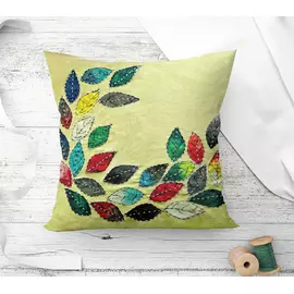 Funda de cojín de algodón cosida a mano con diseño de pájaros Kantha