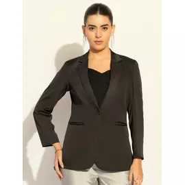 Svart Elegant kavaj i satin med lös passform med naggslag