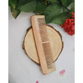 Saan - Peigne à dents larges en bois de neem biologique - Brun naturel - Grand