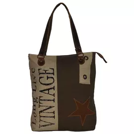 Canvas & Leather Star Vintage Tote Bag