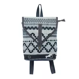 Hopofly Upcycled Canvas & Leather Women's Multicolour Bine Backpack Bag