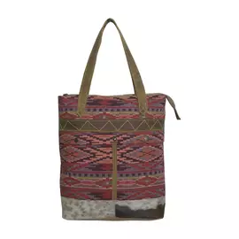 Canvas & Leather Women's Multicolour Vazi Tote Bag - 15x15.5x3.75 inches