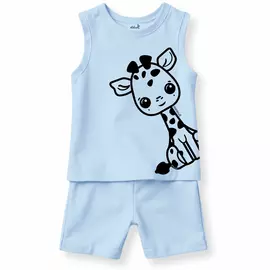 Minicult matchande bomullsväst och shorts för barn med söta djurtryck (giraff) (6-9 månader)