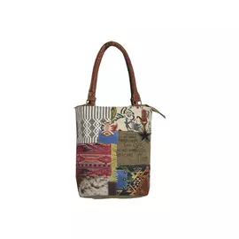 Hopofly Canvas & Leather Women's Multicolour Kaf Tote Bag