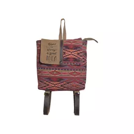 Hopofly Canvas & Leather Multicolour Women's Backpack (11.5x14x3.5)