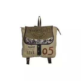 Hopofly ryggsäck i kanvas och läder för kvinnor, flerfärgad – 30x30x7,5 cm