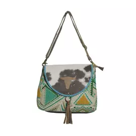 Hopofly Aeriso axelväska i återvunnet läder och canvas i flerfärg