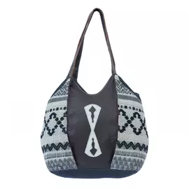 Hopofly Axelväska i återvunnen kanvas och läder för kvinnor - flerfärgad