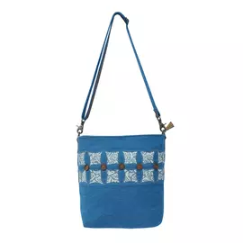 Hopofly Niro axelväska i kanvas och läder för kvinnor, flerfärgad, 11,5x13,25x4