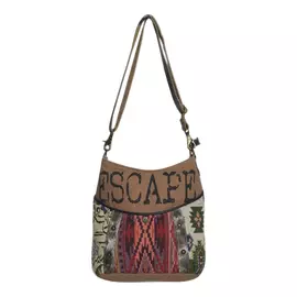 Hopofly Escape Axelväska i flerfärgad kanvas och läder för kvinnor