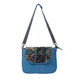 Hopofly Sedo axelväska i kanvas och läder för kvinnor, flerfärgad, 23x30x2,5 cm