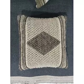 Handgewebter Kissenbezug aus Rautenwolle - 50x50 cm Neutrales Boho-Kissen