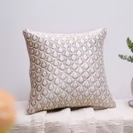 Meenakari Canvas-Kissenbezug, gedämpftes Taupe, 40,6 x 40,6 cm, 2 Stück