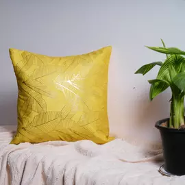 Kissenbezüge aus Baumwolle mit goldenen Blättern, Sand, 40,6 x 40,6 cm, 2 Stück