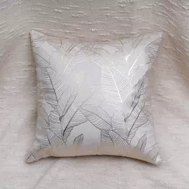 Kissenbezüge aus Baumwolle mit goldenen Blättern, Sandfarbe, 40,6 x 40,6 cm, 2 Stück