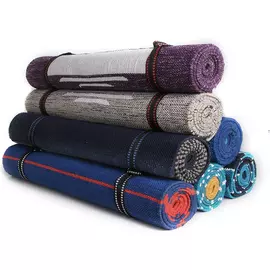 KD Baumwoll-Yogamatte, handgewebte Yogamatte, umweltfreundliche, handgewebte Bio-Yogamatte, höchste schwere Qualität, mit Tragegurt, 61 x 183 cm, Trainingsmatte – Blau und Weiß