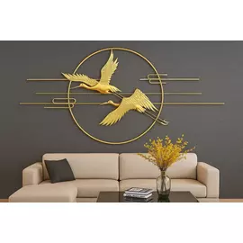 Väggdekoration i metall, gudomlig guldfågel - 120x55 cm