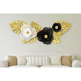 Metallväggkonst Divine Meadow - Abstrakt blomskulptur 114x64cm