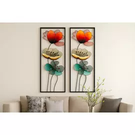 Oriflame handmålad väggdekoration med blommor i metall (84x30cm)