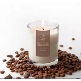 DEER Roasted Coffee Scented Soy Wax Candle - 200gm, 40-Hour Burn
